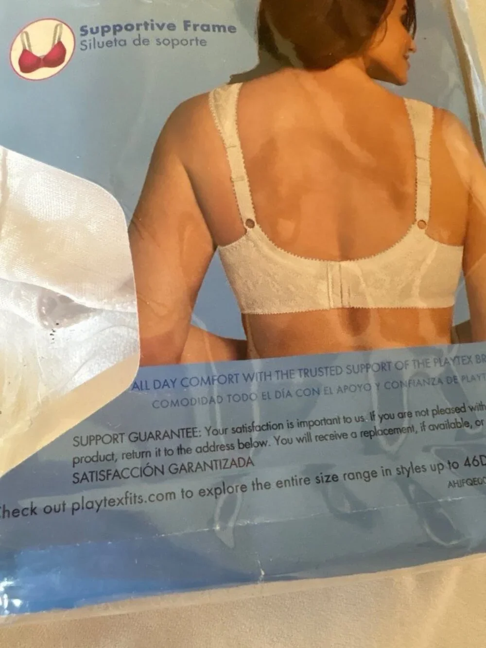 Playtex 18 Hour Wirefree Bra 40D White Comfort Cushion Straps Side & Back Smooth